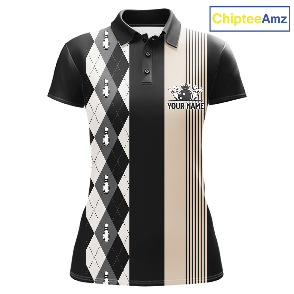 Black Argyle Bowling Retro Bowling Shirts Custom Argyle Bowling Team Jerseys