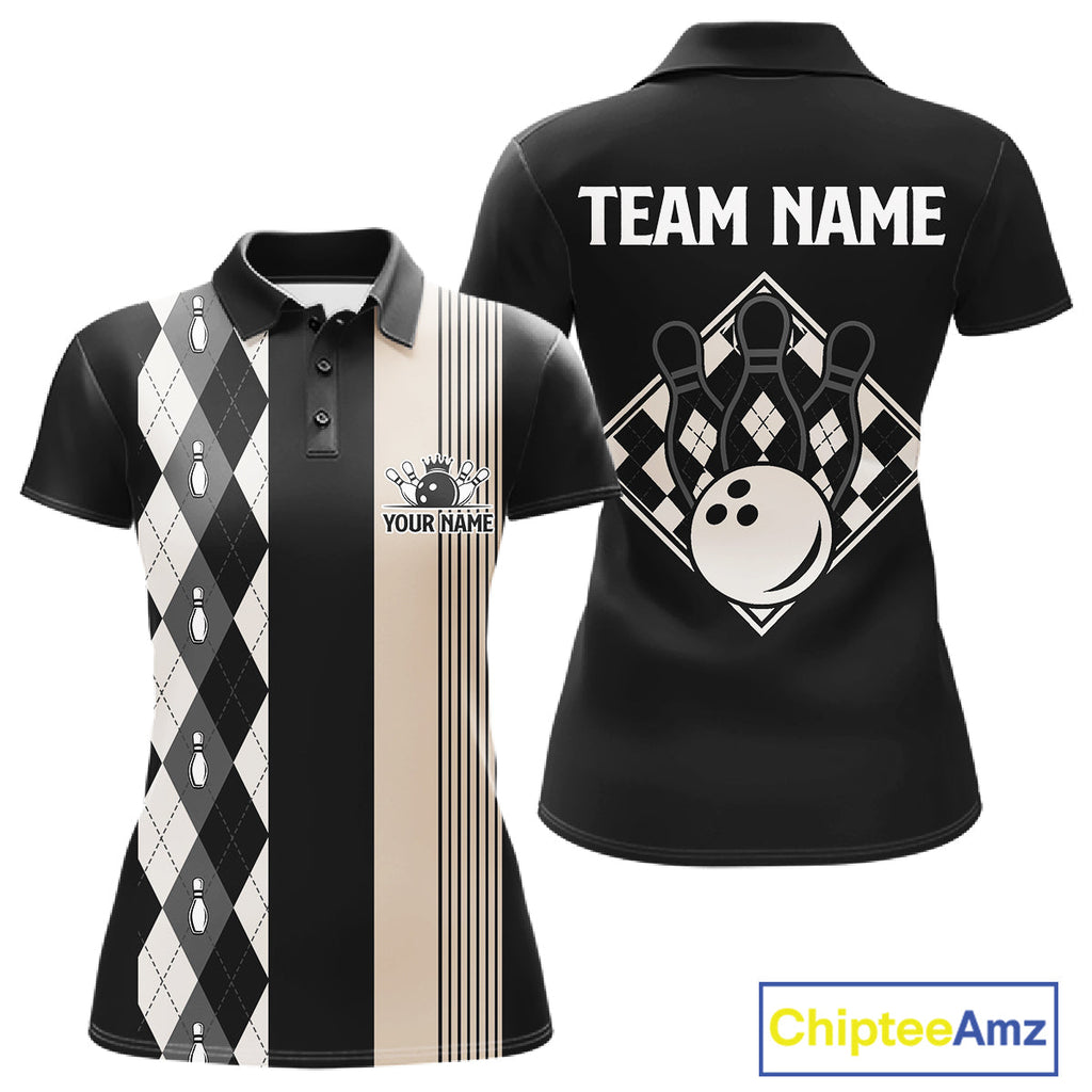 Black Argyle Bowling Retro Bowling Shirts Custom Argyle Bowling Team Jerseys