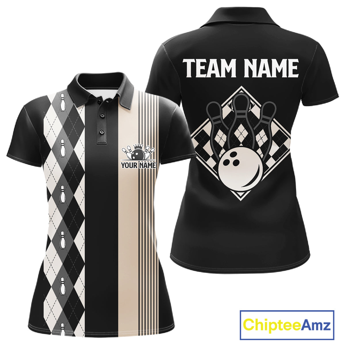 Black Argyle Bowling Retro Bowling Shirts Custom Argyle Bowling Team Jerseys