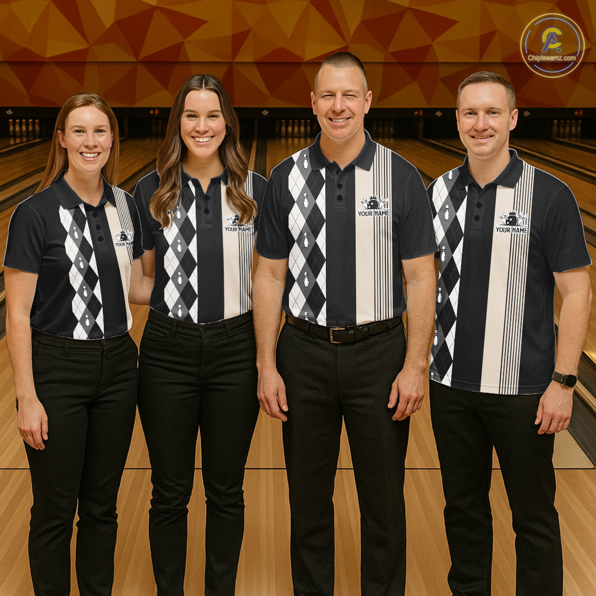 Black Argyle Bowling Retro Bowling Shirts Custom Argyle Bowling Team Jerseys