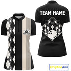 Black Argyle Bowling Retro Bowling Shirts Custom Argyle Bowling Team Jerseys