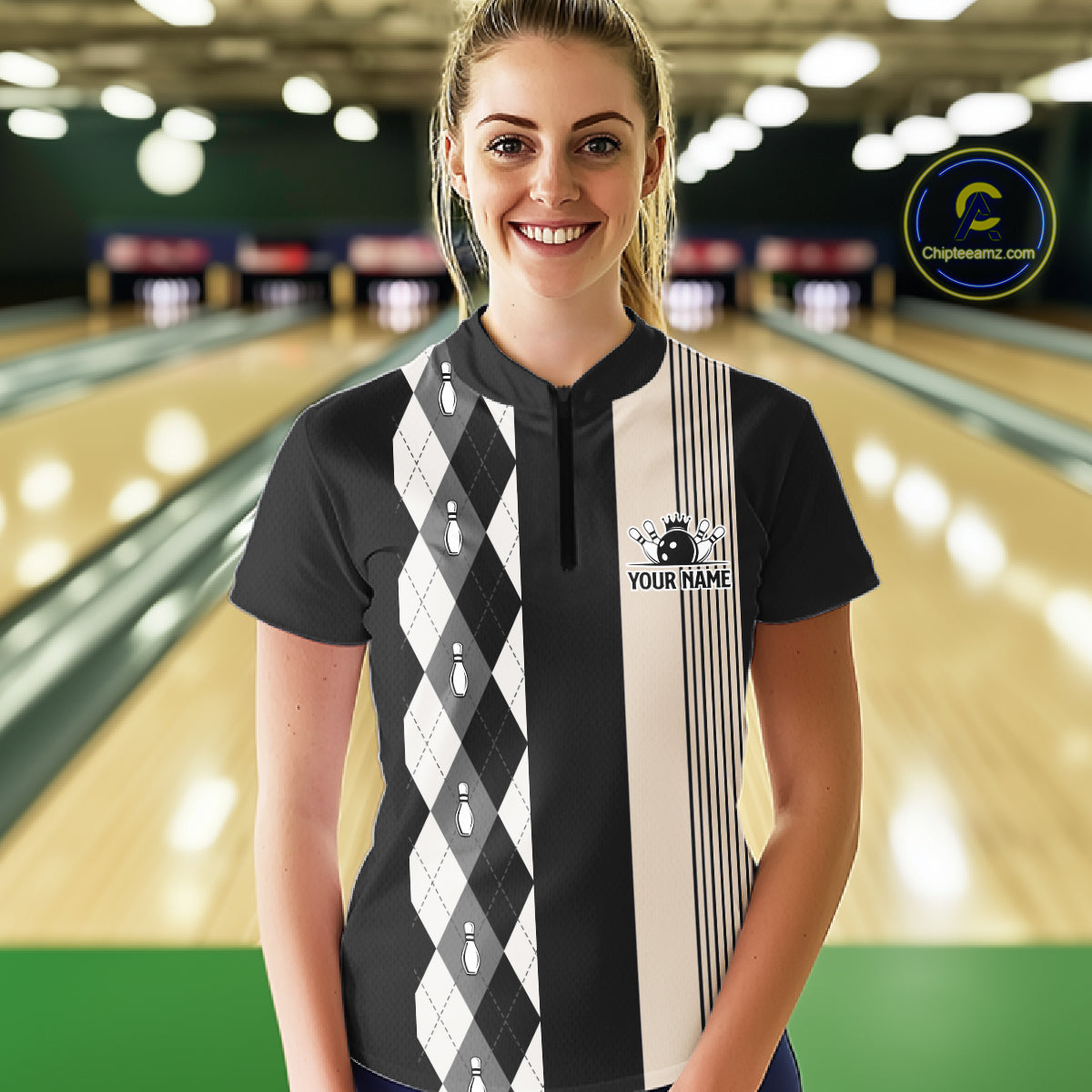 Black Argyle Bowling Retro Bowling Shirts Custom Argyle Bowling Team Jerseys