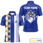 Blue Yellow Argyle Bowling Retro Bowling Shirts Custom Argyle Bowling Team Jerseys