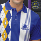 Blue Yellow Argyle Bowling Retro Bowling Shirts Custom Argyle Bowling Team Jerseys