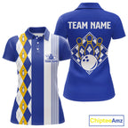 Blue Yellow Argyle Bowling Retro Bowling Shirts Custom Argyle Bowling Team Jerseys