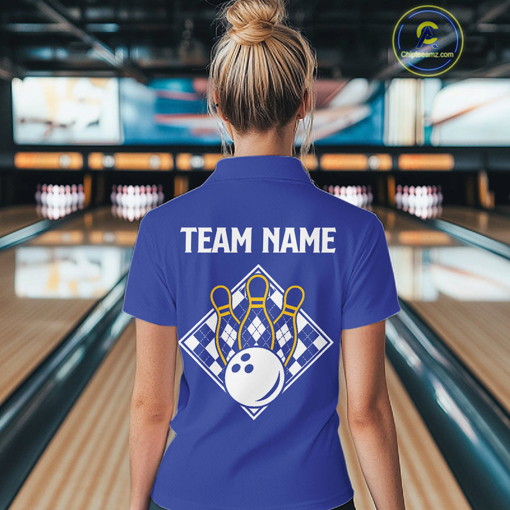 Blue Yellow Argyle Bowling Retro Bowling Shirts Custom Argyle Bowling Team Jerseys