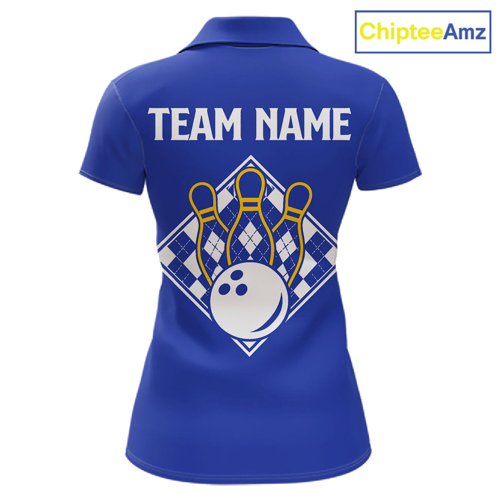 Blue Yellow Argyle Bowling Retro Bowling Shirts Custom Argyle Bowling Team Jerseys