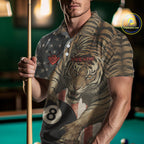 Personalized Vintage American Flag Tiger Billiard Shirt, 8 Ball Pool Billiard Team Jerseys