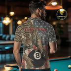 Personalized Vintage American Flag Tiger Billiard Shirt, 8 Ball Pool Billiard Team Jerseys