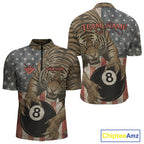 Personalized Vintage American Flag Tiger Billiard Shirt, 8 Ball Pool Billiard Team Jerseys