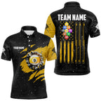 Yellow Black Grunge American Flag 9 Ball Pool Billiard Shirt Custom 9 Ball Billiard Team Jersey