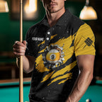 Yellow Black Grunge American Flag 9 Ball Pool Billiard Shirt Custom 9 Ball Billiard Team Jersey