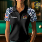 Personalized Blue Camo US Flag Billiard Shirts Custom Pool Team Jersey Polo & Quarter Zip