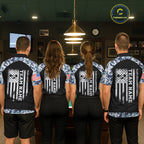 Personalized Blue Camo US Flag Billiard Shirts Custom Pool Team Jersey Polo & Quarter Zip