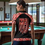 Personalized Red Camo US Flag Billiard Shirts Custom Pool Team Jersey Polo & Quarter Zip