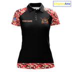 Personalized Red Camo US Flag Billiard Shirts Custom Pool Team Jersey Polo & Quarter Zip