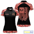 Personalized Red Camo US Flag Billiard Shirts Custom Pool Team Jersey Polo & Quarter Zip