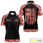 Personalized Red Camo US Flag Billiard Shirts Custom Pool Team Jersey Polo & Quarter Zip