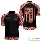 Personalized Red Camo US Flag Billiard Shirts Custom Pool Team Jersey Polo & Quarter Zip
