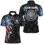 Personalized Smoke USA Flag Archery Polo & 1/4 Zip Shirts, Patriotic Archery Team Jerseys