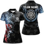 Personalized Smoke USA Flag Archery Polo & 1/4 Zip Shirts, Patriotic Archery Team Jerseys