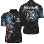 Personalized Smoke USA Flag Archery Polo & 1/4 Zip Shirts, Patriotic Archery Team Jerseys