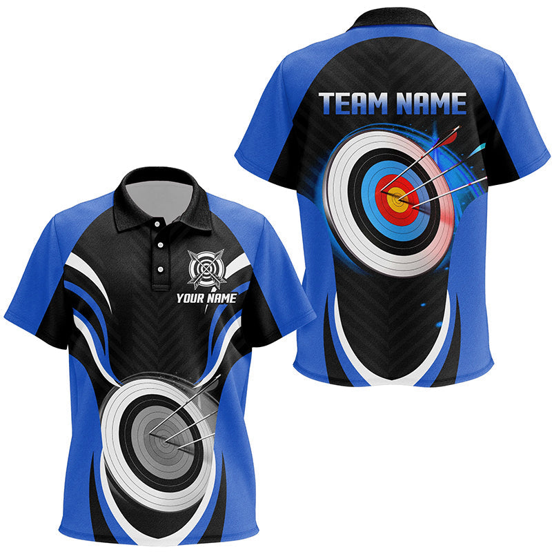 Blue Archery Jerseys Personalized Archery 3d Target Custom Polo Shirts, Best Archery Outfits