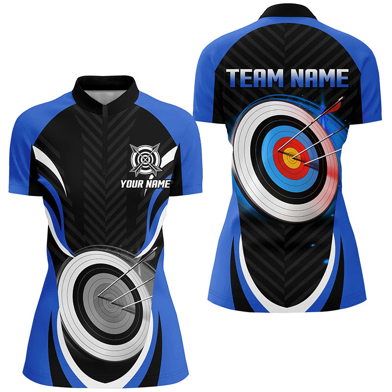 Blue Archery Jerseys Customized Archery 3d Target Quarter-Zip Shirts, Archery Outfits