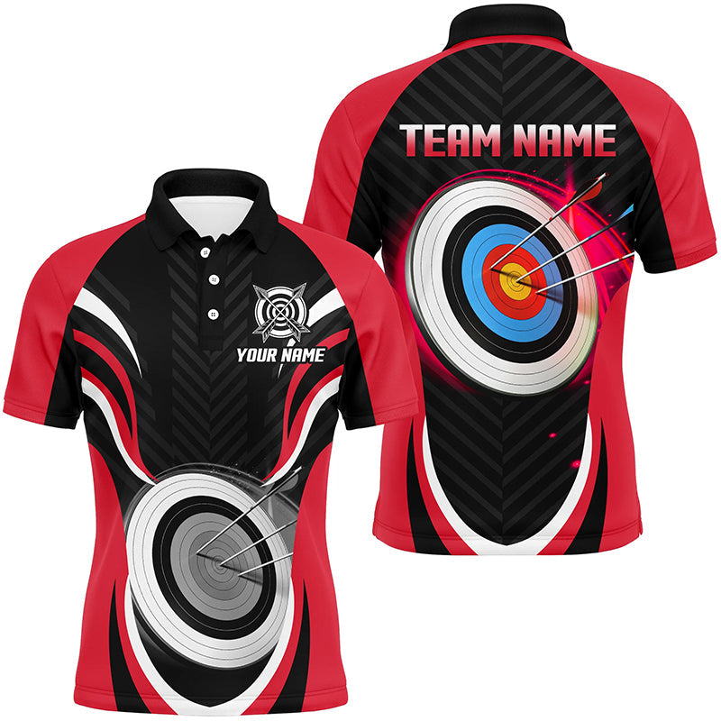 Red Archery Jerseys Personalized Archery 3d Target Custom Polo Shirts, Best Archery Outfits
