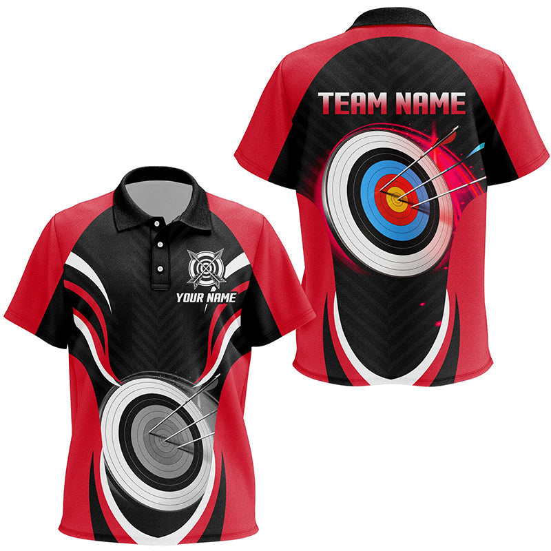 Red Archery Jerseys Personalized Archery 3d Target Custom Polo Shirts, Best Archery Outfits