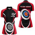 Red Archery Jerseys Customized Archery 3d Target Quarter-Zip Shirts, Archery Outfits