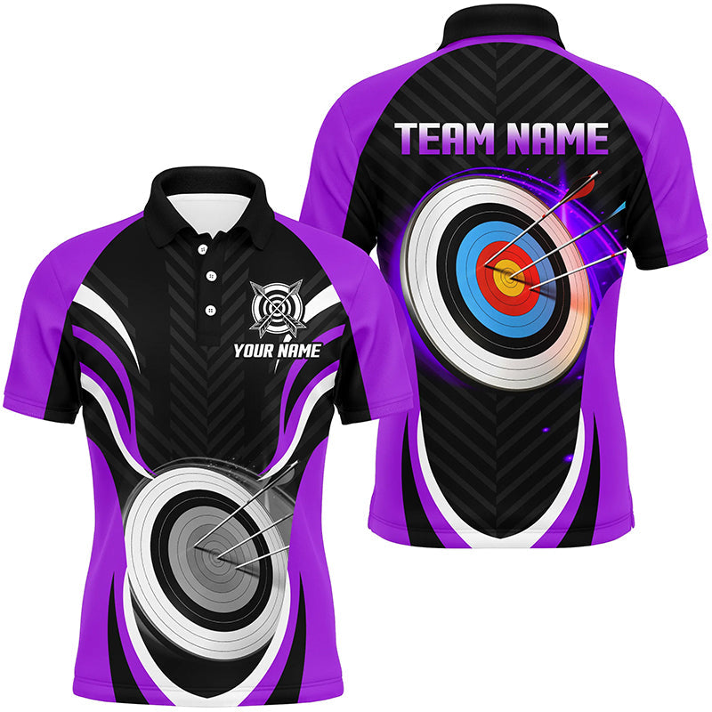 Purple Archery Jerseys Personalized Archery 3d Target Custom Polo Shirts, Best Archery Outfits