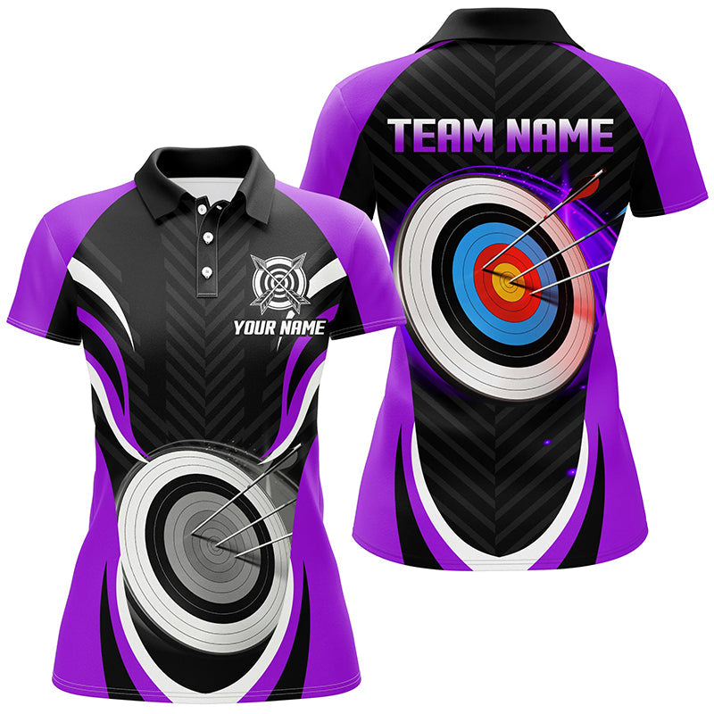 Purple Archery Jerseys Personalized Archery 3d Target Custom Polo Shirts, Best Archery Outfits