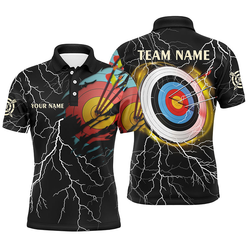 Personalized Archery 3d Target Thunder Lightning Pattern Customized Archery Polo Shirts