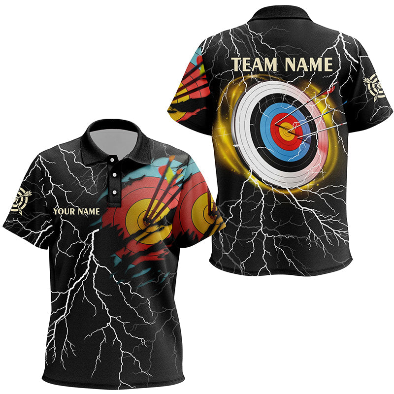Personalized Archery 3d Target Thunder Lightning Pattern Customized Archery Polo Shirts