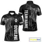 Black And White Funny Skeleton Bowling Shirts Custom Skull Bowling League Team Jersey