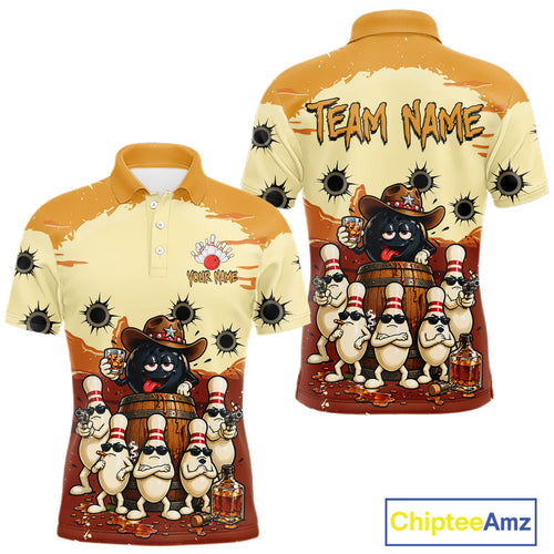 Funny Drunk Cowboy Bourbon Bowling Shirts Custom Bowling Team Outfit Jersey Polo & 1/4 Zip