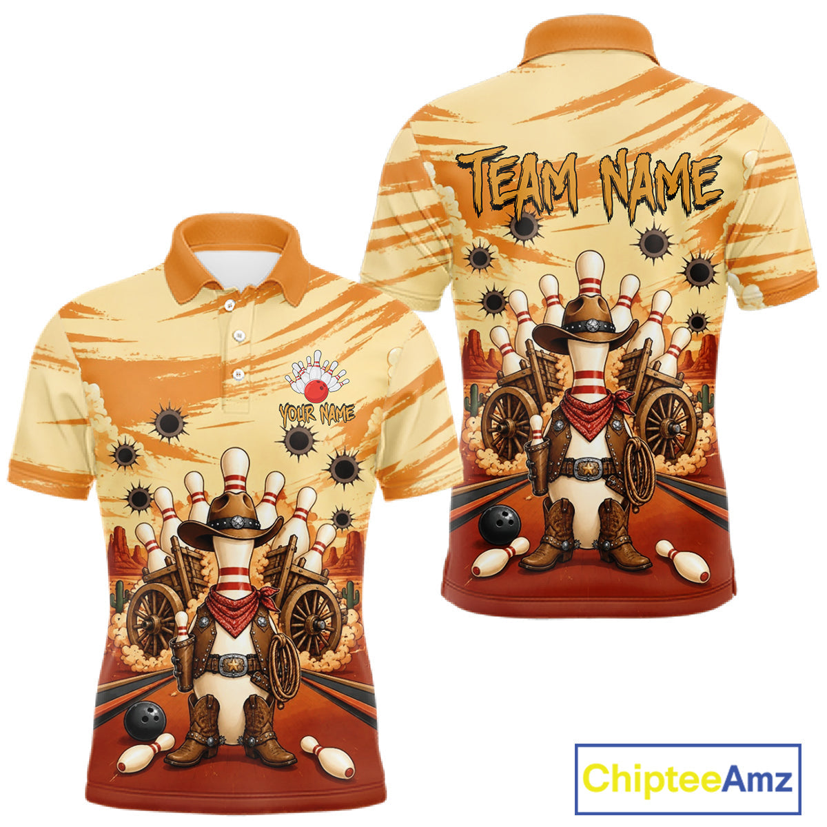Funny Pins Cowboy Bowling Shirt Custom Bowling Team Outfit, Bowling Jersey Polo & 1/4 Zip