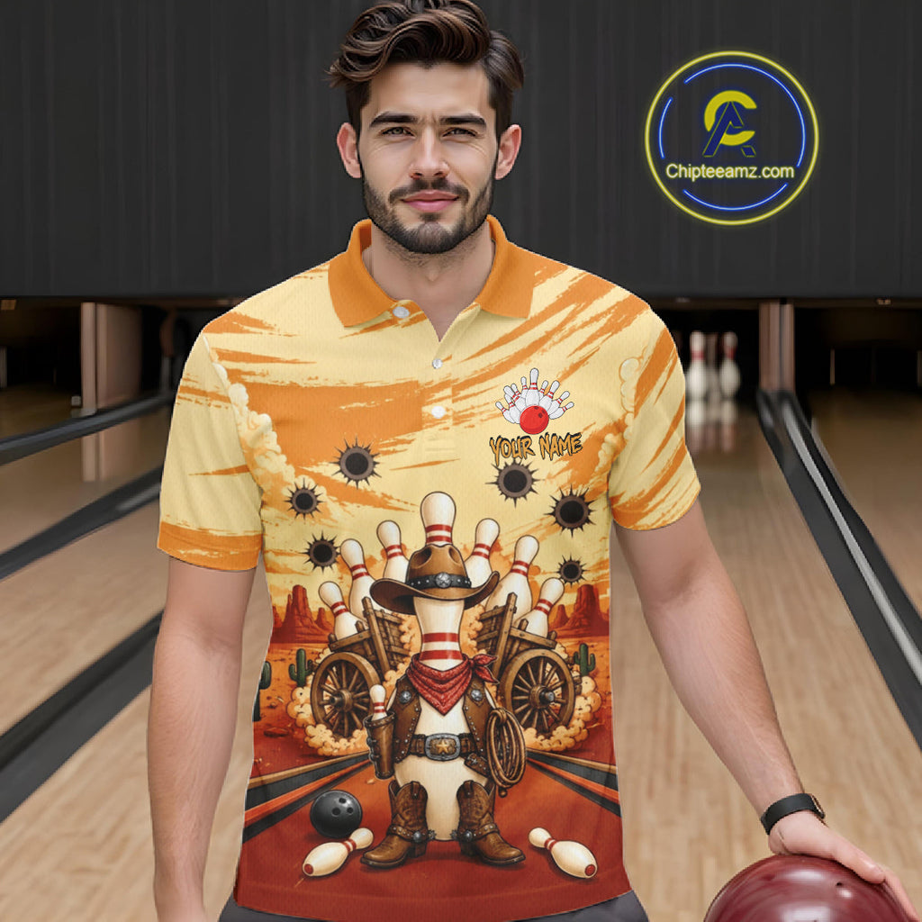 Funny Pins Cowboy Bowling Shirt Custom Bowling Team Outfit, Bowling Jersey Polo & 1/4 Zip