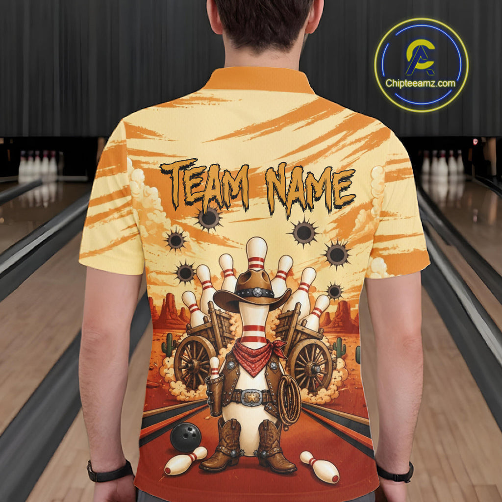 Funny Pins Cowboy Bowling Shirt Custom Bowling Team Outfit, Bowling Jersey Polo & 1/4 Zip