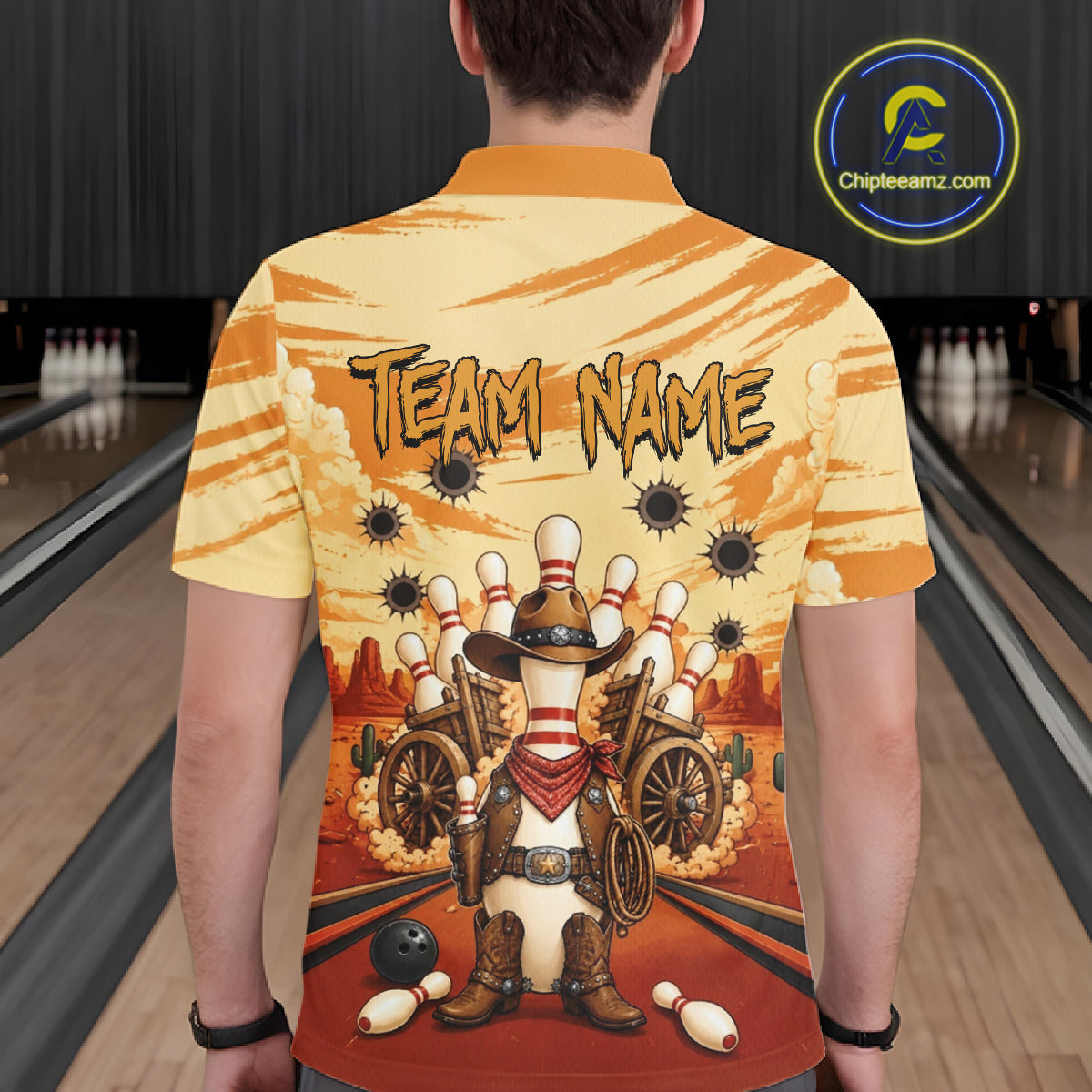 Funny Pins Cowboy Bowling Shirt Custom Bowling Team Outfit, Bowling Jersey Polo & 1/4 Zip