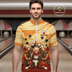 Funny Pins Cowboy Bowling Shirt Custom Bowling Team Outfit, Bowling Jersey Polo & 1/4 Zip
