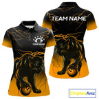 Black And Yellow Custom Thunder Lightning Panther Bowling Team Shirt Bowling League Jersey