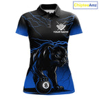Black And Blue 8 Ball Pool Lightning Custom Panther Billiard Shirts, Billiard Team Jersey