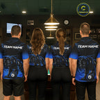 Black And Blue 8 Ball Pool Lightning Custom Panther Billiard Shirts, Billiard Team Jersey