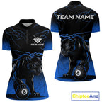 Black And Blue 8 Ball Pool Lightning Custom Panther Billiard Shirts, Billiard Team Jersey