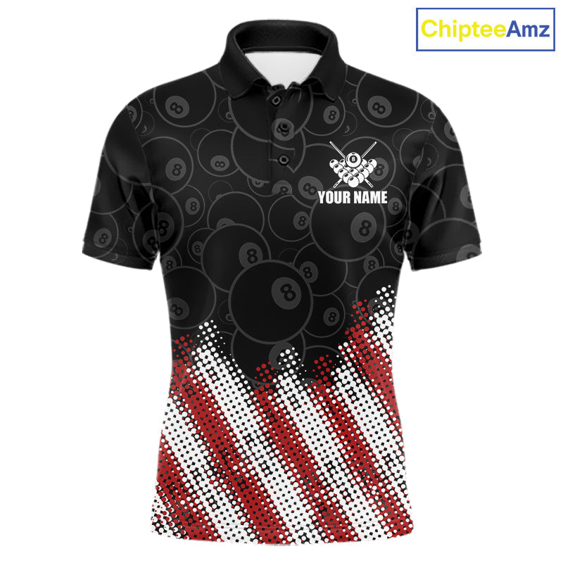 Red, White And Black 8 Ball Billiard Jersey Custom Pool Team Shirts Polo & 1/4 Zip