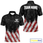 Red, White And Black 8 Ball Billiard Jersey Custom Pool Team Shirts Polo & 1/4 Zip
