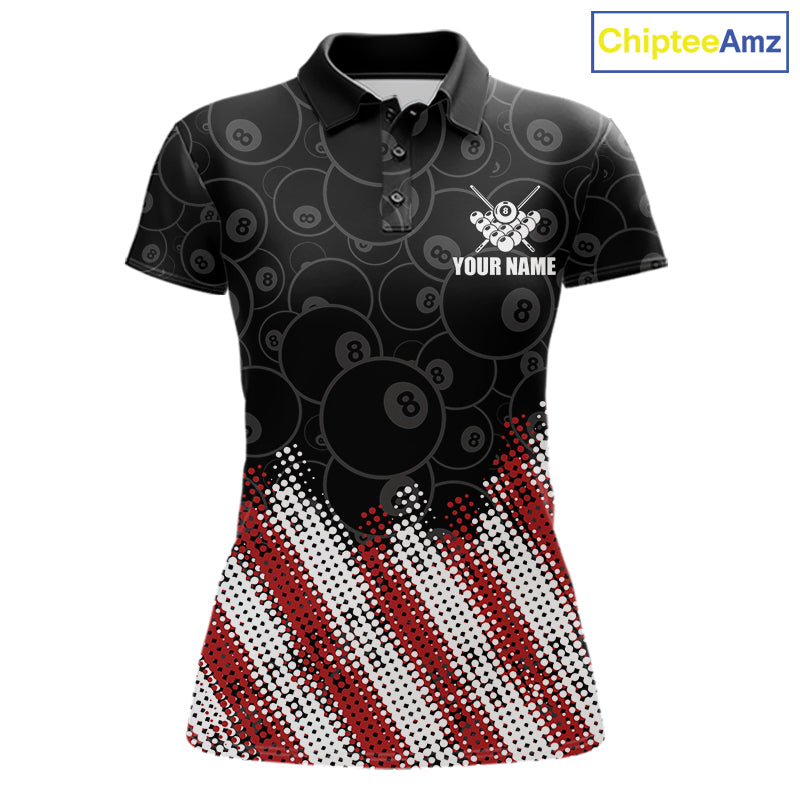 Red, White And Black 8 Ball Billiard Pool Shirts Custom Billiard Team Jersey Polo, 1/4 Zip