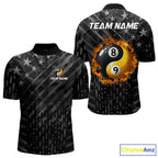 Black US Flag Ying And Yang 8 Ball & 9 Ball Custom Billiard Shirts Funny Billiard Jerseys